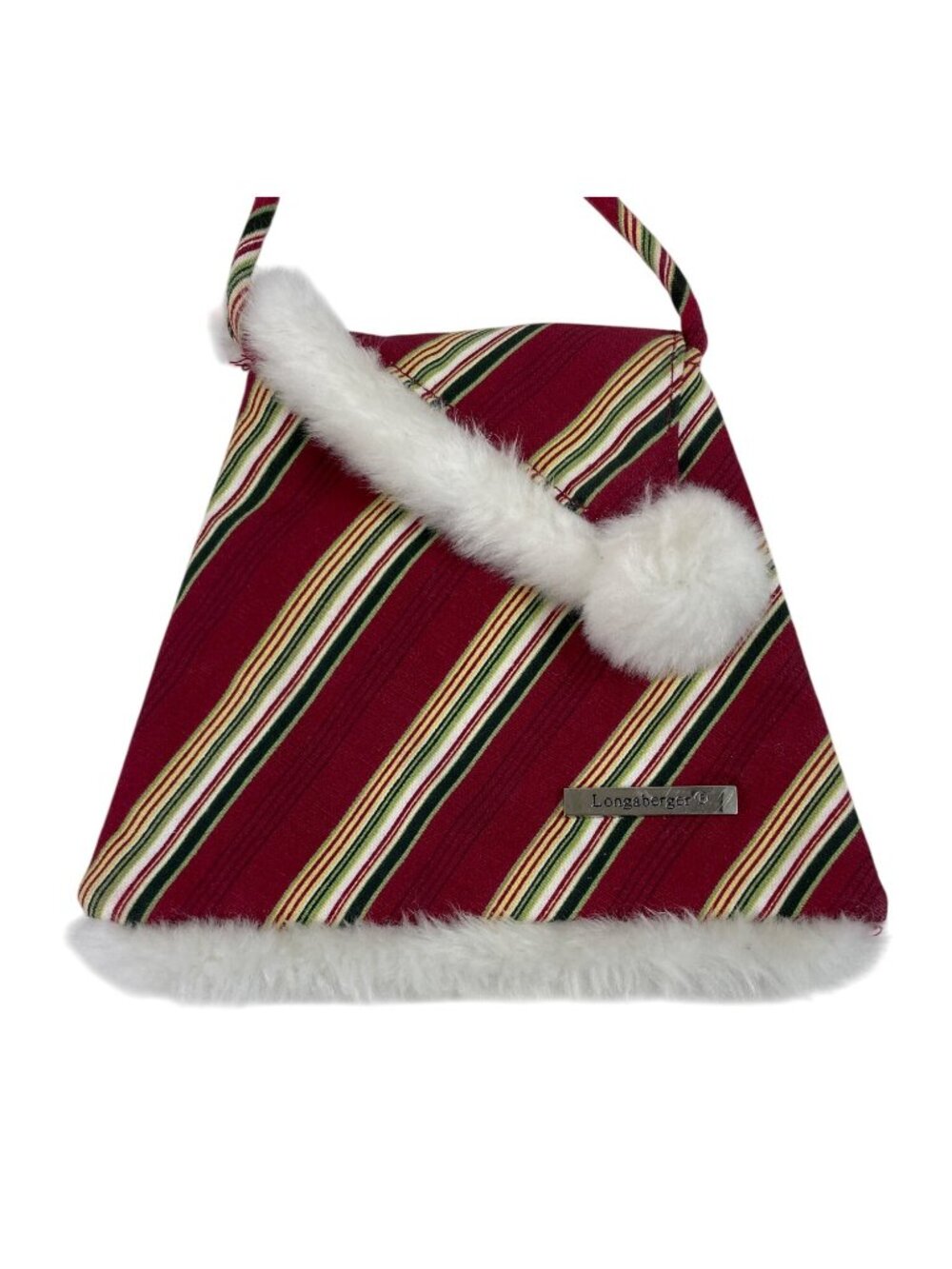 Longaberger Holiday Stripe Homestead Crossbody Purse Faux Fur - Picture 3 of 12